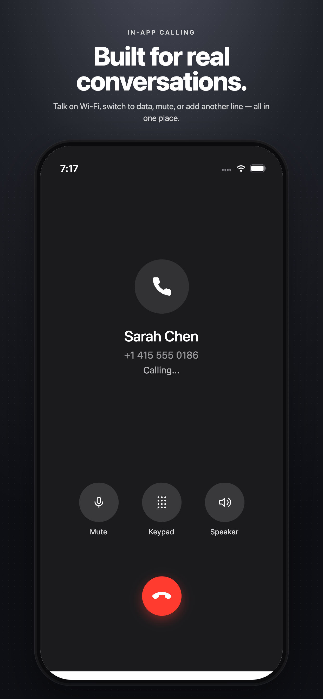 myfone active call screen