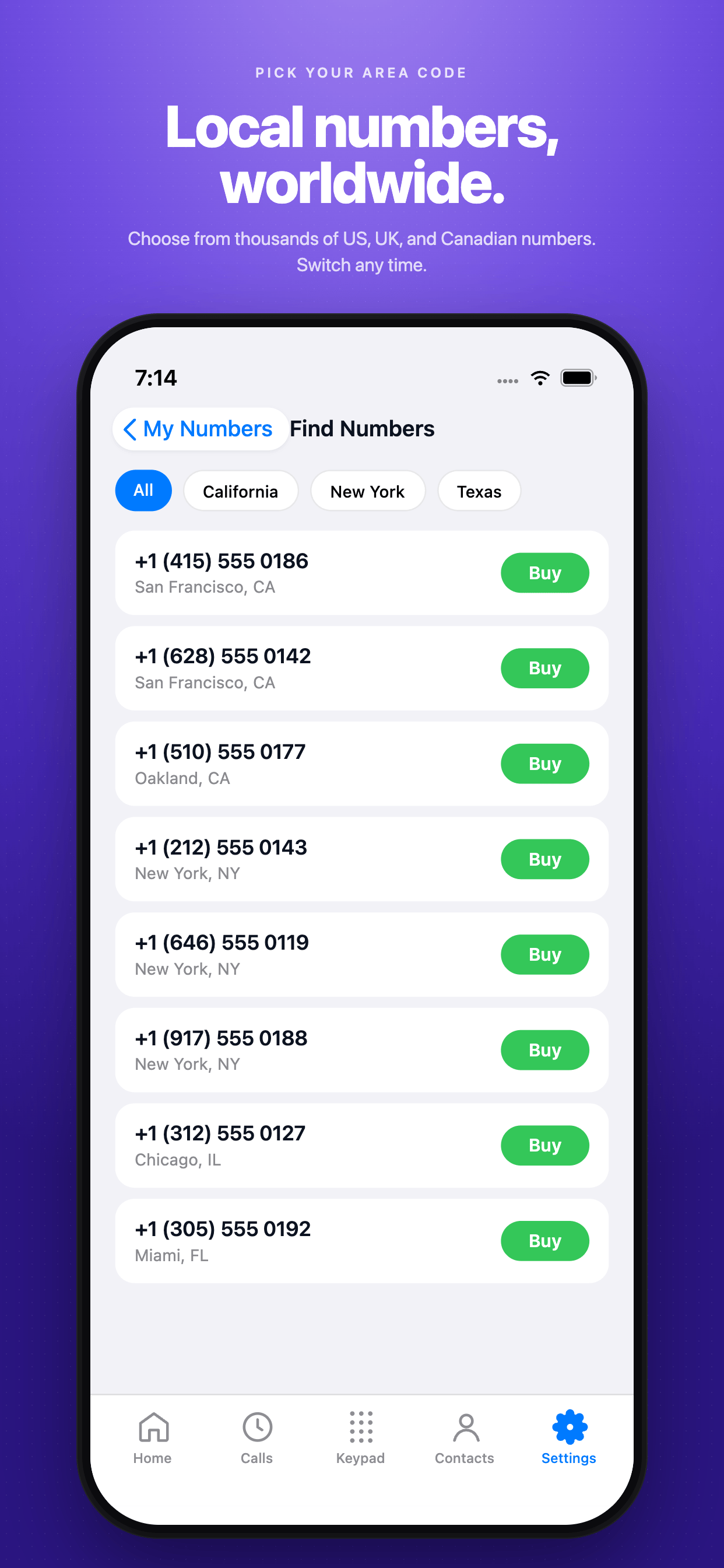 Find and buy a phone number